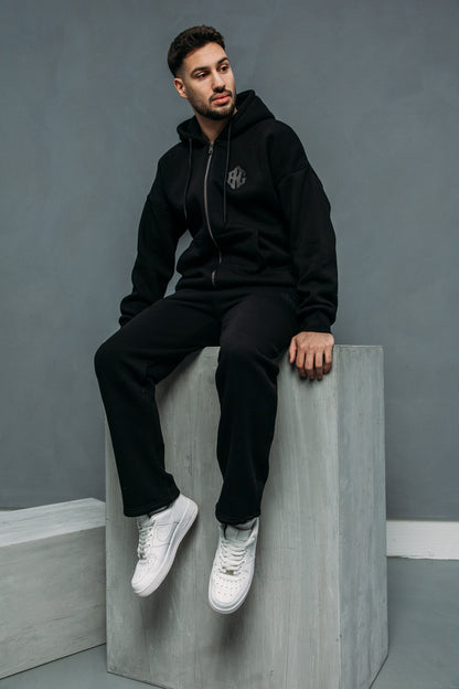 Zip-Up Tracksuit Black