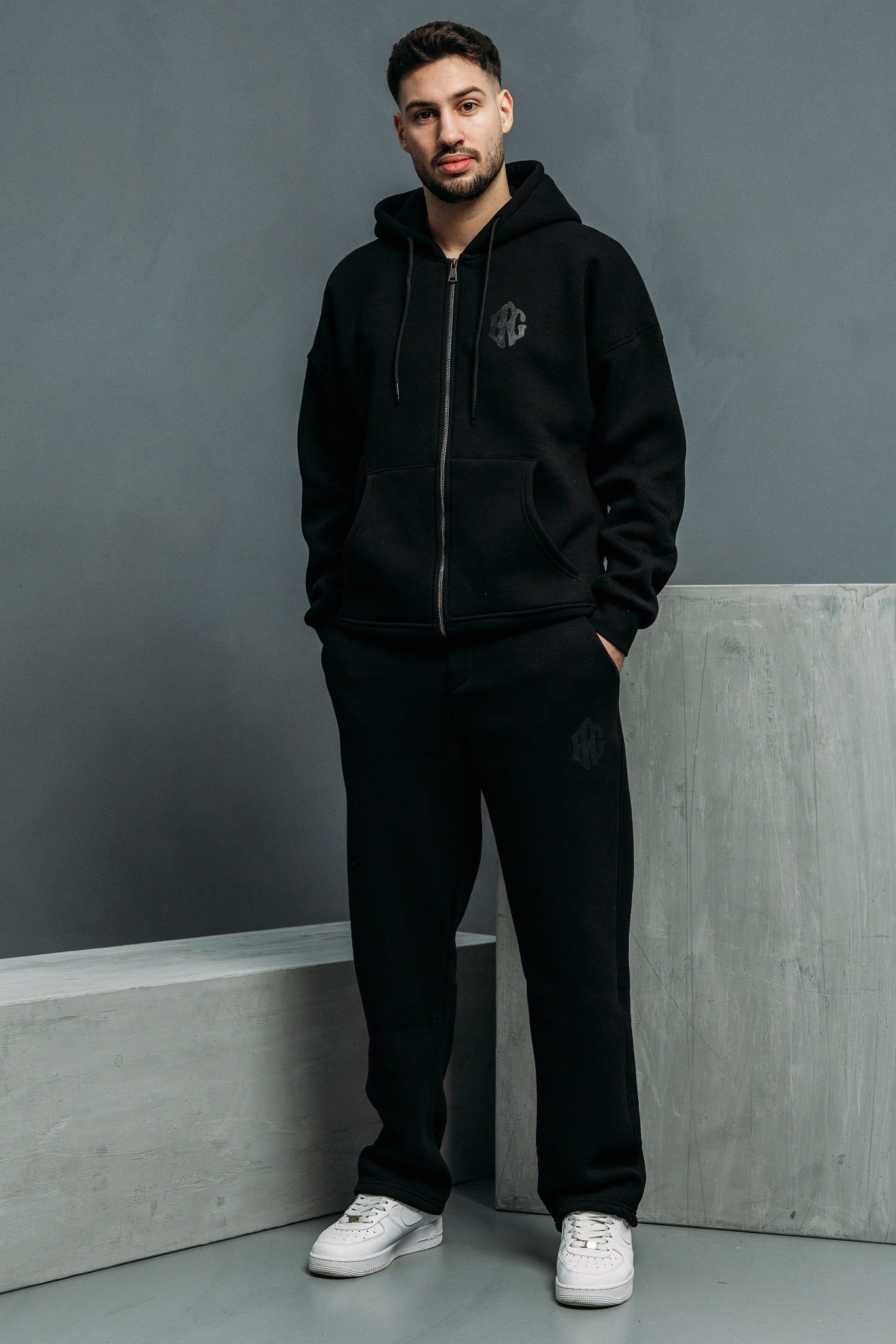 Zip-Up Tracksuit Black