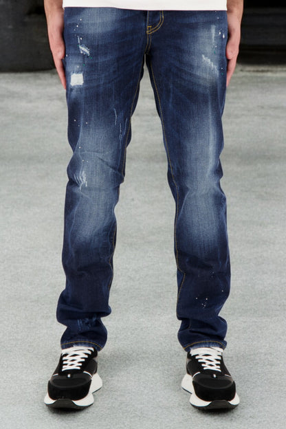 Slim Fit Distressed Paint Wash